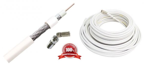 Cabo Coaxial Rg-6 - Rolo 100 Metros Preto/Branco